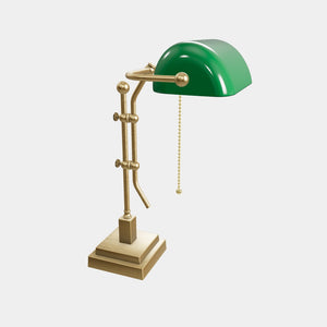Churchill Adjustable Brass Lamp, Green Shade, For Study And Office by Ghidini 1849 - Finish: OBV Bronze Satin Light Brass
