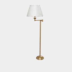 Brass floor lamp with ivory fabric shade and adjustable arm, ideal for elegant interiors by Ghidini 1849 - Finish: OBS Bronze Satin Brass