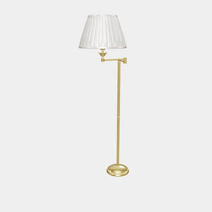 Brass floor lamp with ivory fabric shade and adjustable arm, ideal for elegant interiors by Ghidini 1849 - Finish: OLV Polished Brass