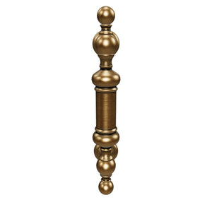 Brass door handle with turned details, ideal for interior and exterior use by Ghidini 1849 - Finish: OBS Bronze Satin Brass