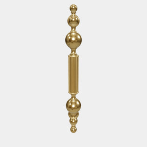 Brass pull handle with baroque details, fluted sections, and sculpted elements, perfect for luxury entrances by Ghidini 1849 - Finish: OLV Polished Brass