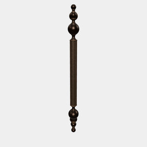 Neoclassical brass door handle with fluted column, suitable for interior and exterior doors by Ghidini 1849 - Finish: OBM Bronze Satin Matt Brass