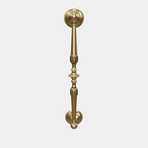 Brass pull handle with engraved details and classic design, ideal for interior and exterior doors by Ghidini 1849 - Finish: OBV Bronze Satin Light Brass
