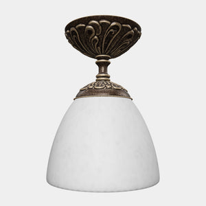 Classic ceiling lamp in brass with a speckled white glass shade, ideal for stylish and refined interiors by Ghidini 1849 - Finish: OAS Antique Brass