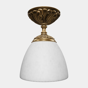 Classic ceiling lamp in brass with a speckled white glass shade, ideal for stylish and refined interiors by Ghidini 1849 - Finish: OBS Bronze Satin Brass
