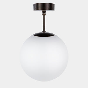 Brass ceiling light with opal glass globe, minimalist and elegant design for sophisticated interiors by Ghidini 1849 - Finish: OBM Bronze Satin Matt Brass