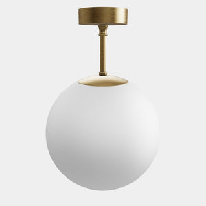 Brass ceiling light with opal glass globe, minimalist and elegant design for sophisticated interiors by Ghidini 1849 - Finish: OBV Bronze Satin Light Brass