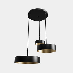 Modern pendant lamp with black lampshades and gold interior, adjustable design, perfect for contemporary interiors by Ghidini 1849 - Finish: ONO Matt Black