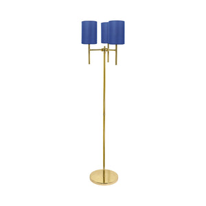 Retro Style Floor Lamp Brass Blue Lampshades Sofis by Ghidini 1849
