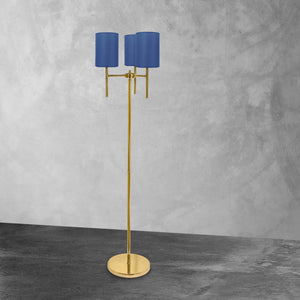 Retro Style Floor Lamp Brass Blue Lampshades Sofis by Ghidini 1849