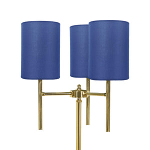 Retro Style Floor Lamp Brass Blue Lampshades Sofis by Ghidini 1849