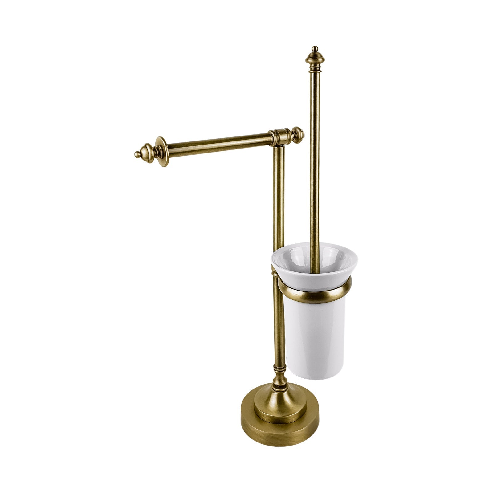 Retro Toilet Brush Holder Standing Solid Brass Olimpo by Ghidini 1849