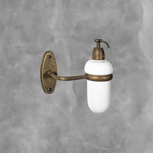 Rustic Bathroom Soap Dispenser Old Brass Ceramic by Ghidini 1849