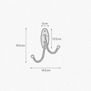 Rustic Robe Hook Double In Solid Antique Brass by Ghidini 1849