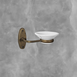 Rustic Soap Holder Antique Brass Ceramic Country by Ghidini 1849