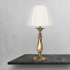 Satin Brass Table Lamp Traditional White Shade Ginevra by Ghidini 1849