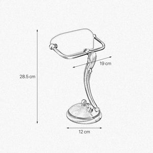 Small Bankers Lamp Green Shade Satin Brass Decorated by Ghidini 1849