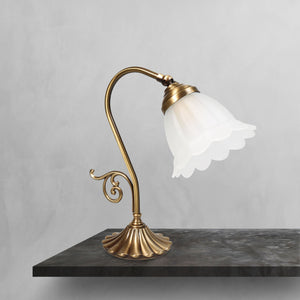 Small Decorative Table Lamp In Premium Floral Brass by Ghidini 1849
