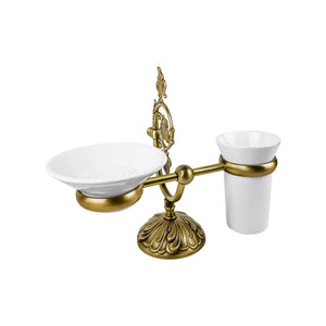 Soap Dish And Toothbrush Holder Set Brass Art Nouveau by Ghidini 1849