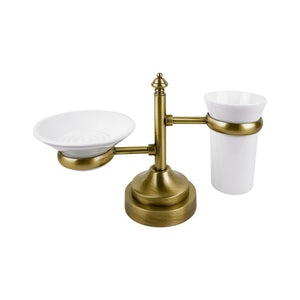 Soap Dish And Toothbrush Holder Set Retro Brass by Ghidini 1849