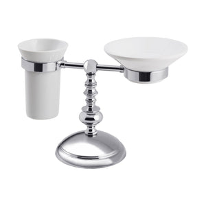 Soap Dish And Toothbrush Holder Table Brass Ceramic by Ghidini 1849