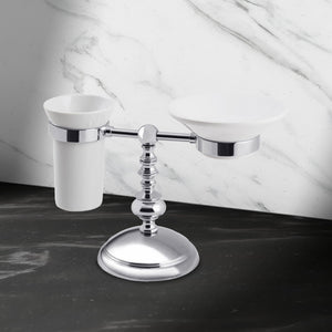 Soap Dish And Toothbrush Holder Table Brass Ceramic by Ghidini 1849