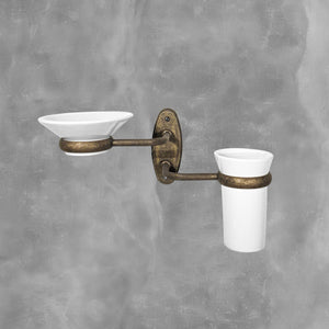 Soap Dish Toothbrush Holder Old Brass Country by Ghidini 1849