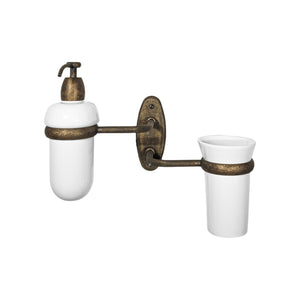 Soap Dispenser With Brush Holder Old Brass Country by Ghidini 1849