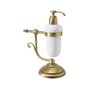 Solid Brass Soap Dispenser Table And Ceramic Impero by Ghidini 1849