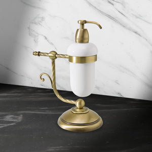 Solid Brass Soap Dispenser Table And Ceramic Impero by Ghidini 1849