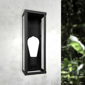 Square Outdoor Wall Light Medium Matt Black by Ghidini 1849