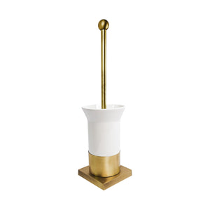 Square Toilet Brush Holder Premium Brass And Ceramic by Ghidini 1849
