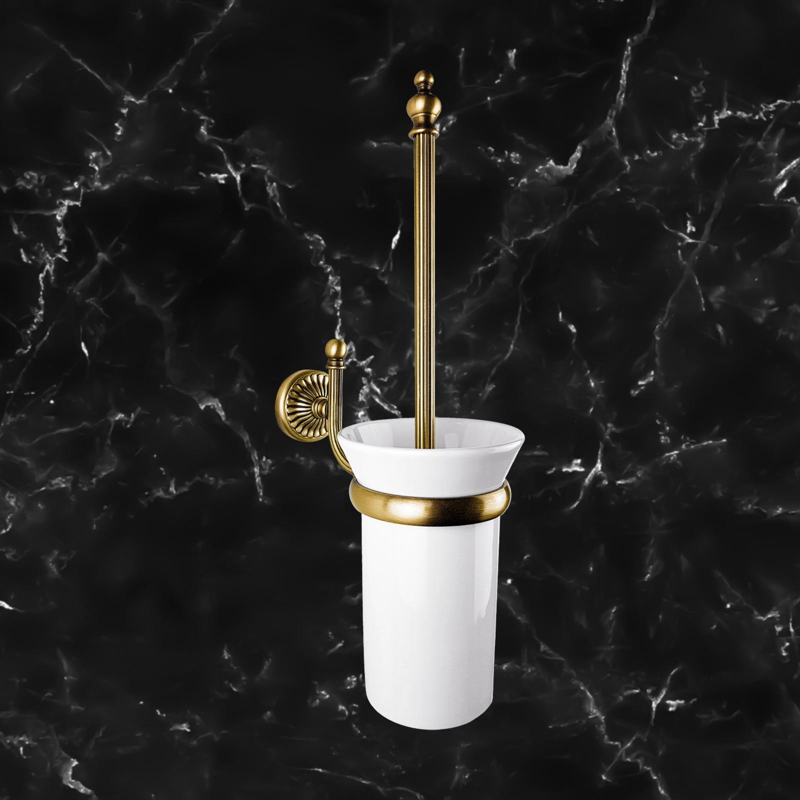 Stylish Toilet Brush Holder Brass Ceramic Dafne by Ghidini 1849