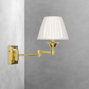 Swing Arm Wall Lamp Brass Classic White Shade by Ghidini 1849