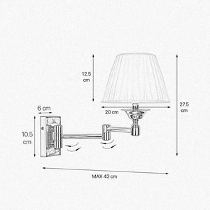 Swing Arm Wall Lamp Brass Classic White Shade by Ghidini 1849