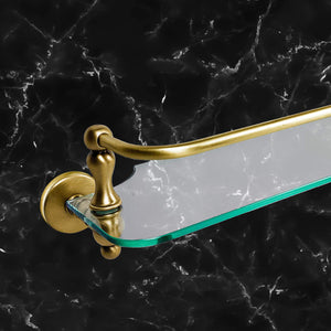 Tempered Glass Bathroom Shelf Vintage Brass Adele by Ghidini 1849