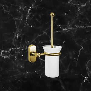 Toilet Brush Holder Bronzed Brass Ceramic Sara by Ghidini 1849