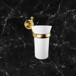 Traditional Toothbrush Holder Ceramic Brass Ottavia by Ghidini 1849