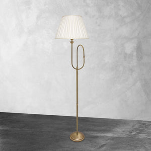 Trumpet Floor Lamp Moveable Brass And White Shade by Ghidini 1849