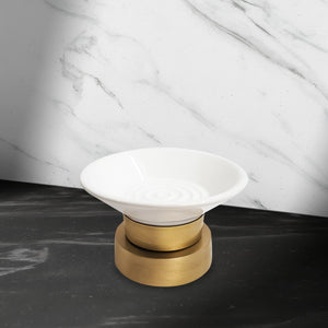 Vintage Brass Soap Dish Premium Glossy Ceramic by Ghidini 1849