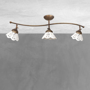 Vintage Ceiling Lamp Premium Brass and Ceramic by Ghidini 1849