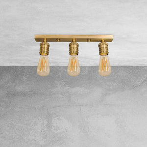 Vintage Ceiling Light Real Brass 3 Lights Vesta by Ghidini 1849