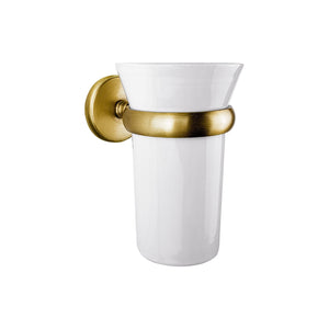 Vintage Ceramic Toothbrush Holder Satin Brass Adele by Ghidini 1849