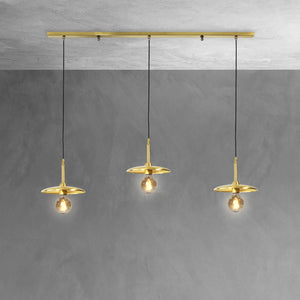 Vintage Hanging Lamp Real Brass 3 Lights by Ghidini 1849