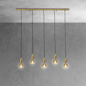 Vintage Hanging Light Real Brass 5 Lights Vesta by Ghidini 1849