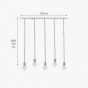 Vintage Hanging Light Real Brass 5 Lights Vesta by Ghidini 1849