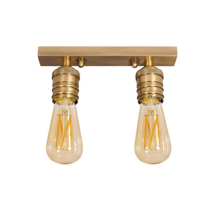 Vintage Italian Ceiling Light Brass 2 Lights Vesta by Ghidini 1849