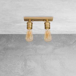 Vintage Italian Ceiling Light Brass 2 Lights Vesta by Ghidini 1849