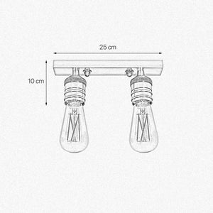 Vintage Italian Ceiling Light Brass 2 Lights Vesta by Ghidini 1849