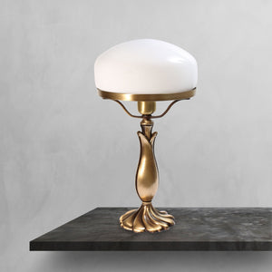 Vintage Mushroom Lamp Floral With White Glass by Ghidini 1849